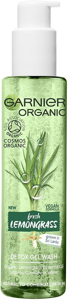 Garnier Organic Refreshing Lemongrass Detox Gel Wash Cleanser for Healthy Glowing Skin