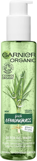 Garnier Organic Refreshing Lemongrass Detox Gel Wash Cleanser for Healthy Glowing Skin