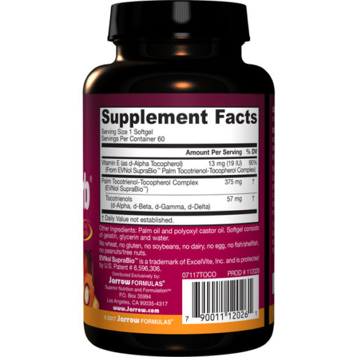 Jarrow Formulas Toco-sorb Mixed Tocotrienols Vitamin E 60 Softgels