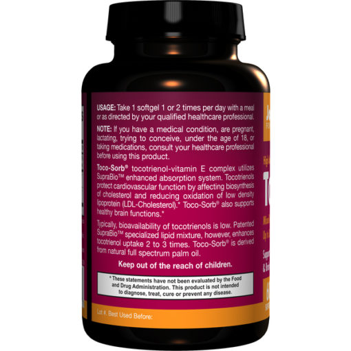 Jarrow Formulas Toco-sorb Mixed Tocotrienols Vitamin E 60 Softgels